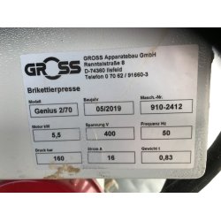 Gross Genius 2/70 briketpresse