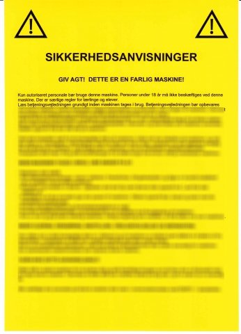 Gult Sikkerhedsskilt til maskiner - Tilbehør - Thrane Maskiner